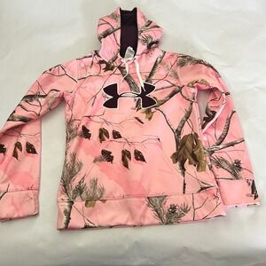 Under Armour Realtree Pink Camo Fleece Hoodie‎ Sweatshirt Women's S/P Loose Fit